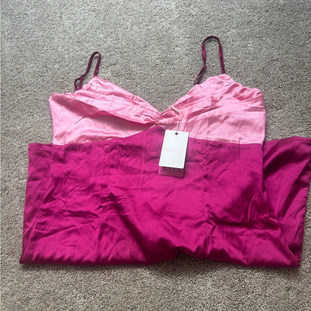 Elegant Pink Satin Dress